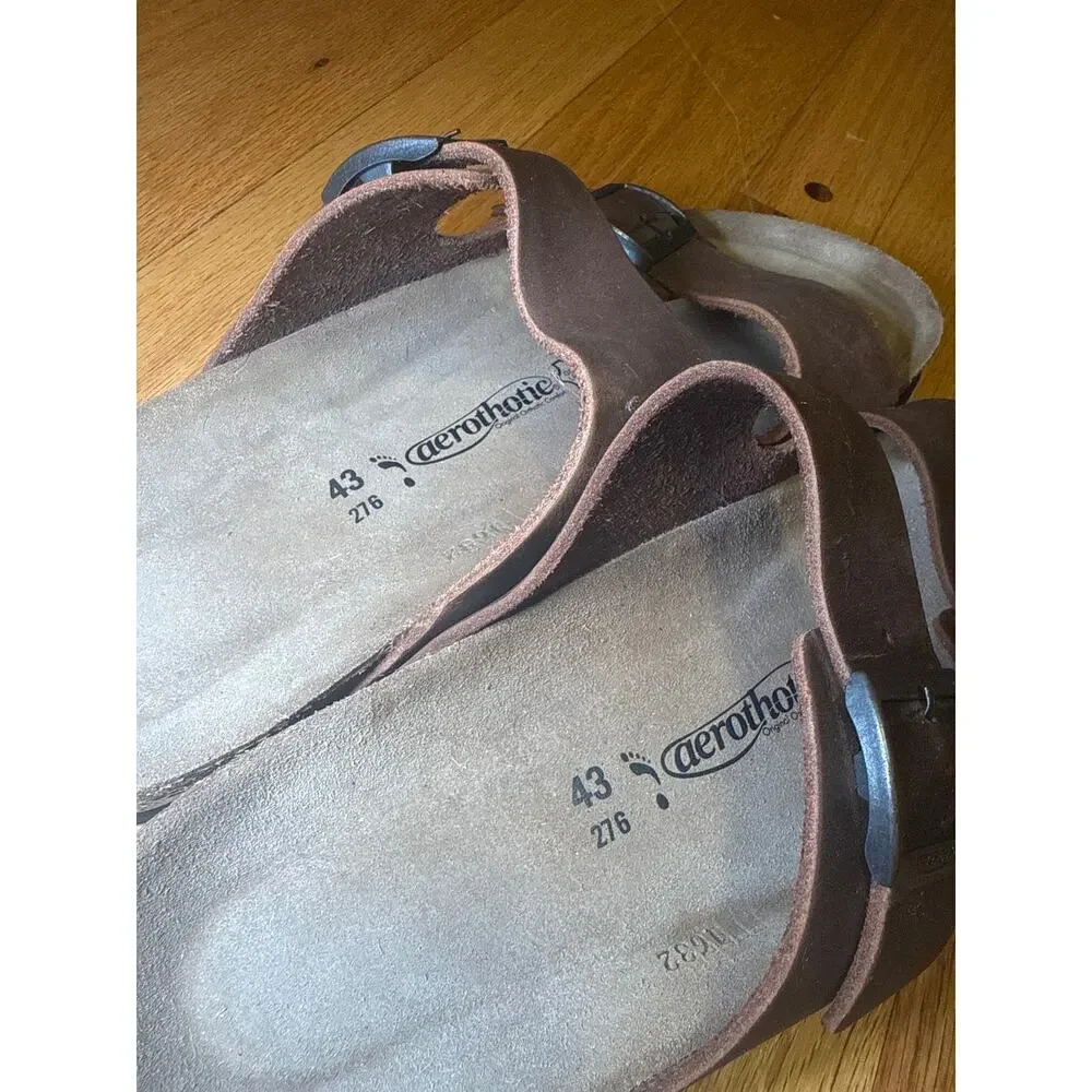 Aerothotic Buckle Slide Sandals Suede Leather Comfort Men’s Sz 43 (US 10)